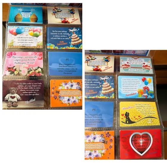Kit c/ 180 Cartões Amor/Niver Frases Especiais Estampa love