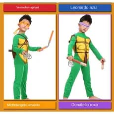 Fantasia Tartaruga Ninja Halloween | Cosplay Masculino com Músculo Falso e Roupa Detalhada para Festa