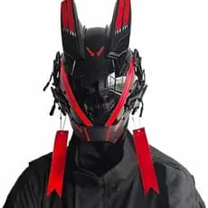 Máscara de Halloween Cyberpunk Robot Glowing Mask porque o arnês de quadrinhos Máscara Preta de Face Inteira