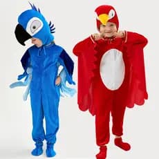 Dia de Halloween meninos meninas desempenho traje dos desenhos animados Animal macacão azul vermelho papagaio COS desemp