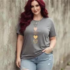 Camiseta Coração Vertical 5, Moda Delicada, Jovem Calor