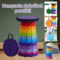Banqueta Banco Retrátil Portátil c/ Alça Telescópica Banquinho Dobrável Ajustável Camping Caminhada