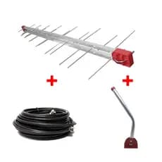 Antena Digital 4k Log 28  E Cabo 10 Metros + Mastro 45 cm