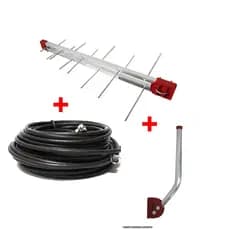 Kit Antena Digital Externa completa TV Digital com cabo mastro e parafusos