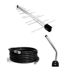 Antena Digital 4K UHF DIGITAL Antena Log 28, Mastro 45 cm e Cabo Coaxial 20m Kit Capte