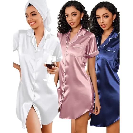 Camisola Chemise Camisão Feminina Americana Maitê Manga Curta