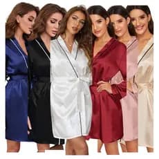 Robe de Cetim com elastano Premium com Viés Contrastante Manga Longa