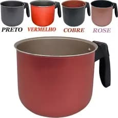 Leiteira Caneco 1,7 Litros Canecão Fervedor Antiaderente Grafite Cereja Vermelho Rose Cobre 14 Cm Fogão Caneca