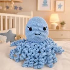 Amigurumi Polvo Bebê • Tentáculos Sensoriais e Toque Macio | Afetivo, Conforto, Acolhedor, Desenvolvimento, Calmante