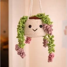 Vasinho Trepadeira Amigurumi Pendente Decorativo Crochê Planta Artificial | Decoração para quarto de bebê feita a mão