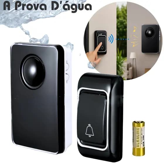 Campainha Sem Fio Digital Alcance 150m 38 Toques Ajustável aviso visual + sonoro127~220V para idosos