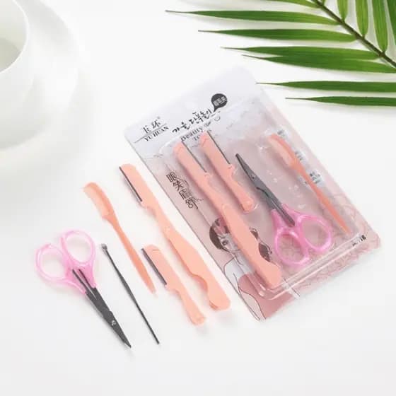 Kit Sobrancelhas 5 Peç Como /Navalha/Tesoura/EspáTul/Pente A Pronta Entrega