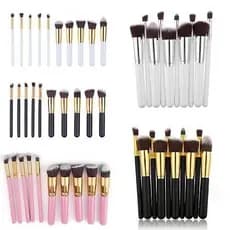 Kit 10 pe莽as pincel kabuki precis茫o  Conjunto de Maquiagem para Sombra Delineador L谩bios P贸 Base