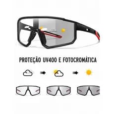 Óculos de Ciclismo Fotocromático unissex - UV400  Escurece no Sol e Clareia na Sombra