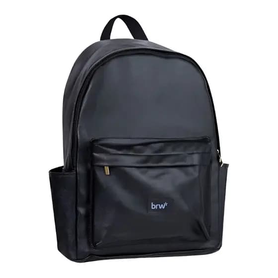 Mochila Escolar Preta Unissex Em Pu 2 Comp. 2 Bolsos - Brw