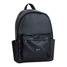 Mochila Escolar Preta Unissex Em Pu 2 Comp. 2 Bolsos - Brw