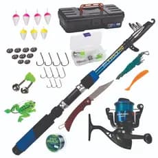 KIT BARATO VARA+MOLINETE+CANIVETE+ESTOJO+MALETA PROMOÇÃO