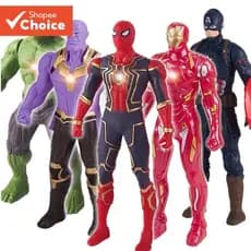 Luz LED Vingadores Figuras de PVC Brilhantes Homem-Aranha Hulk Bonecos para Presente de Aniversário Menino