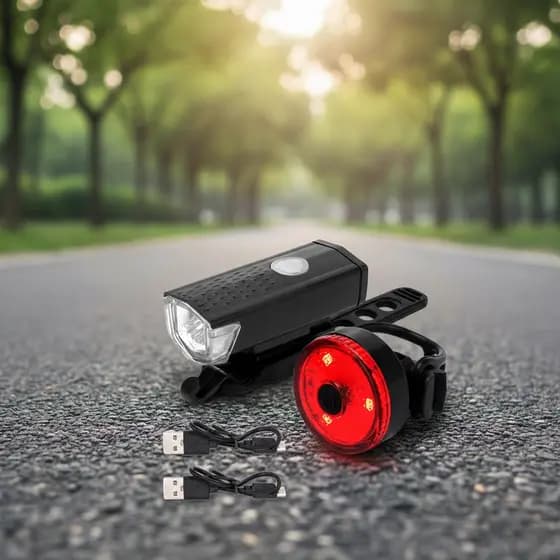 Conjunto De Luz De Bicicleta USB LED Recarregável Mountain Bike Frente Traseira Farol Lâmpada Lanterna Equitação Noturna