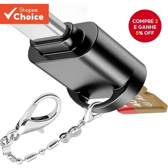 Leitor De Cartão Micro SD USB C Para Telefones Android , Câmera , Laptop Com Chaveiro , Mini Metal Tipo