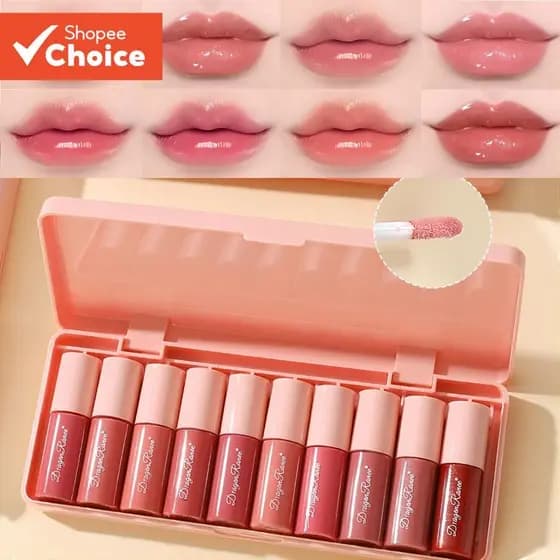 Conjunto De Brilho Labial Dragon Ranee : Pacote Com 10 Brilhantes , Veludo Fosco , Hidratante E À Prova De Manchas