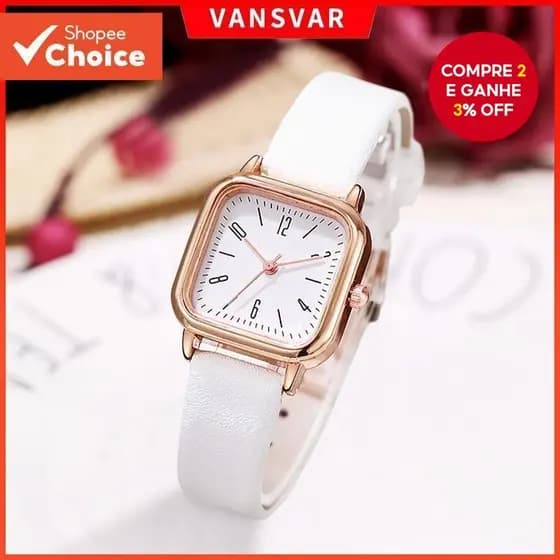 Relógio Fashion Square Women Relógios Casuais Faixa De Couro Quartzo