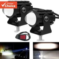 Mini Farol LED Universal De Duas Cores 3000K/6000K-Refletor De Projetor Para Motocicleta/ATV/Scooter/SUV Com Interruptor