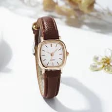 Relógio De Quartzo Com Mostrador Quadrado Para Mulheres – Pulseira De Couro De Rosto Pequeno Pulso Minimalista Presente