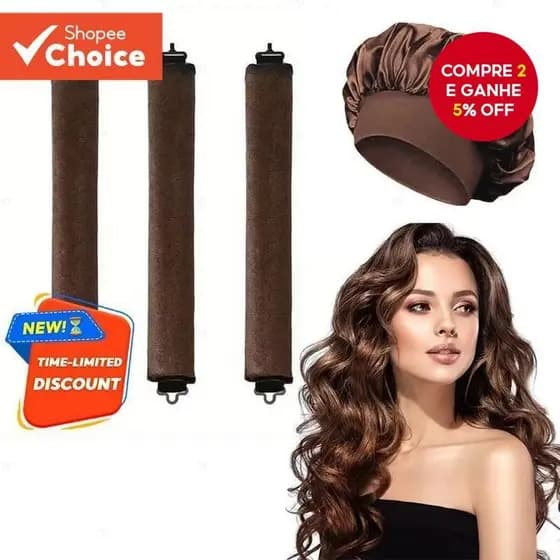 Conjunto De Ondulação Para Dormir Sem Calor : Artefato De Espessamento Com Touca De Banho , Rolos De 4 Peças Ondas Notur
