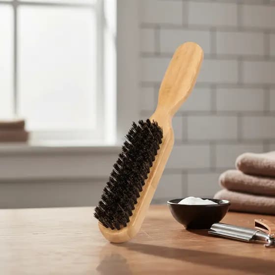 Pente Masculino para Modelagem de Óleo no Cabelo e Barba - Cerdas de Javali para Cuidado do Cabelo e da Barba Facial