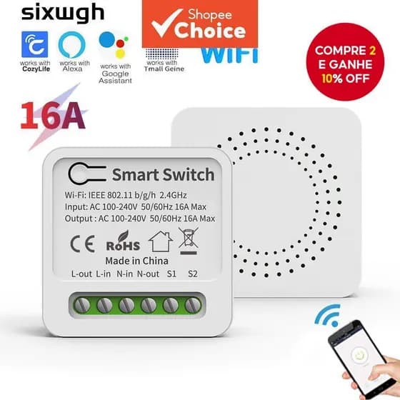 O Interruptor Temporizador WiFi Inteligente Funciona Com Alexa google home voice control