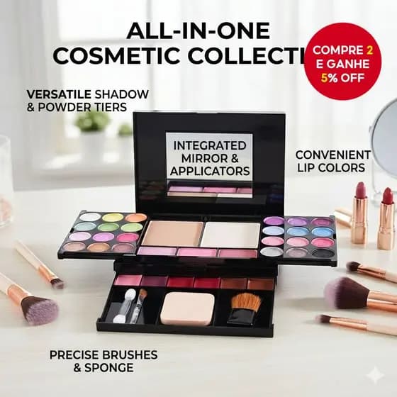 Conjunto De Paleta De Maquiagem Rosa Kit Multifuncional Profissional Com Pincéis De Esponja Para Presente De Aniversário