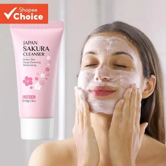 LAIKOU Japão Sakura Cleanser 50g Clareador Lavagem Facial Limpeza De Poros Cravos Profunda E Espuma Rica