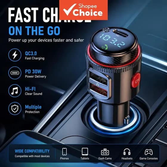 T23 Transmissor FM Bluetooth MP3 Player Carregador Veicular PD Adaptador de Áudio Sem Fio Multifuncional Carregamento