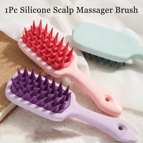 WANMEI 1pc Silicone Couro Cabeludo Massageador Escova Macia Para Limpeza Do Cabelo Massagem Esfoliante Conveniente E Con