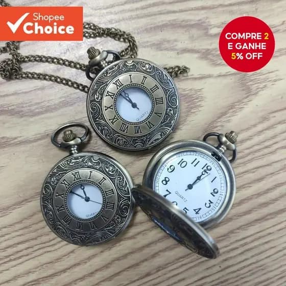 Relógio De Bolso Com Design Em Escala Dupla De Numeral Romano Vintage Elegância Atemporal