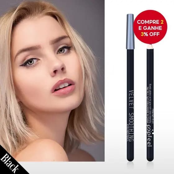 POPFEEL Lápis Delineador Preto Rico Hiperpigmentado Suave Cremoso De Longa Duração Fosco Versátil .