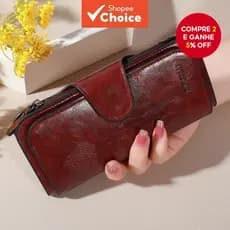 Nova Carteira Longa Feminina Minimalista Couro Encerado Zip Moeda Bolsa Fino Checkbook Titular Embreagem