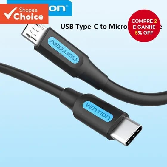 [Escolha De Valor] Cabo VentionC Para Micro B Samaung Huawei Xiaomi Meizu MacBook Tipo C