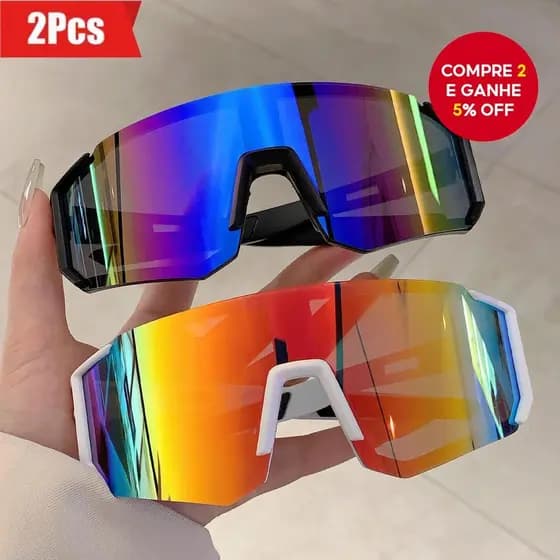 2 peças óculos de proteção UV400 para esportes ao ar livre, masculino e feminino - óculos de sol à prova de vento para
