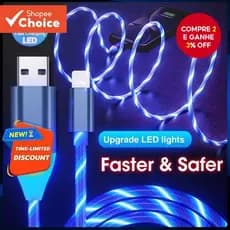 Cabo USB 3A LED Glow 1M-De Carregamento De Luz Fluida Luminosa Para Micro E Tipo C , Dados Rápido