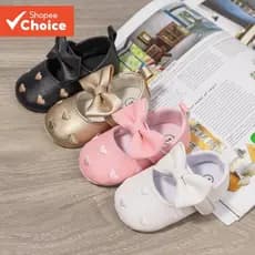 Sapatos De Couro PU Para Bebês Meninas , Princesa Com Sola Macia De Arco , Primeiros Caminhantes Primavera E Outono