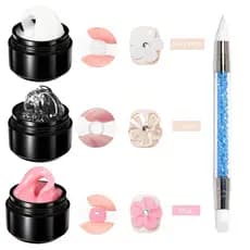 Conjunto de 4 peças 10 ml de gel sólido antiderrapante com caneta de ponta dupla, kit 3D para unhas em relevo e