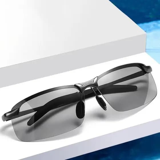 Óculos De Sol Polarizados Masculinos Para Dirigir , Uso Diurno E Noturno , Pesca Fotossensível , Armação De Metal