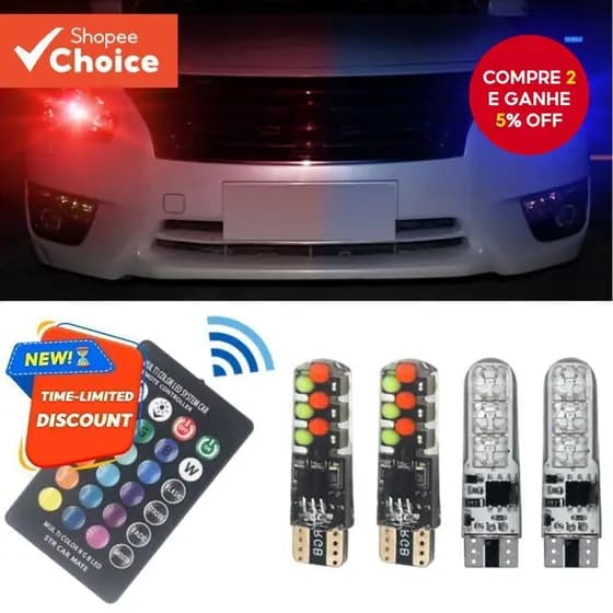 Luz De Leitura De Cúpula De Carro LED 12V T10-W5W 194 168 5050 SMD RGB Lâmpada De Cunha Com Controle Remoto