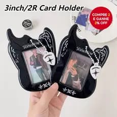 Porta-Cartões De Guitarra Preto De 3 Polegadas | Capa Protetora Para Cartão Fotográfico Kpop Com Corrente De Seleção