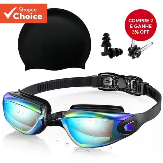 Óculos De Natação Conjunto De Touca Clipe De Nariz E Tampões De Ouvido À Prova Dwaterproof Água De Vazamento Anti-Nevoei