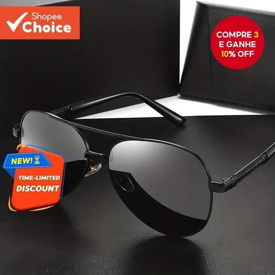 Óculos De Sol Polarizados Masculinos-UV400 Armação Grande Para Dirigir/Ciclismo/Pesca