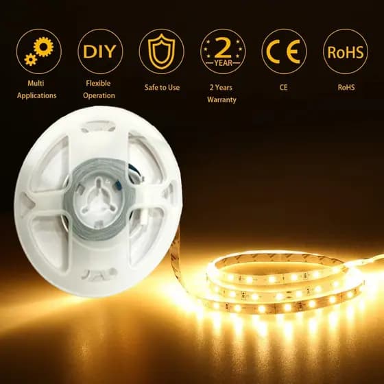 Fita LED Alimentada Por Bateria-De Iluminação Flexível SMD2835 Em 50 Cm A 5 M Com Opções Brancas E Quentes