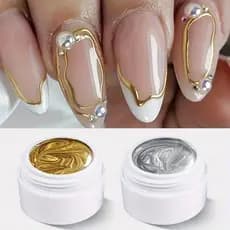 XEIJAYI 2 Peças De Esmalte Em Gel Metálico Pintado Para Unhas , Arte Criativo , Elástico , Pintura Com Cola Pintada , De
